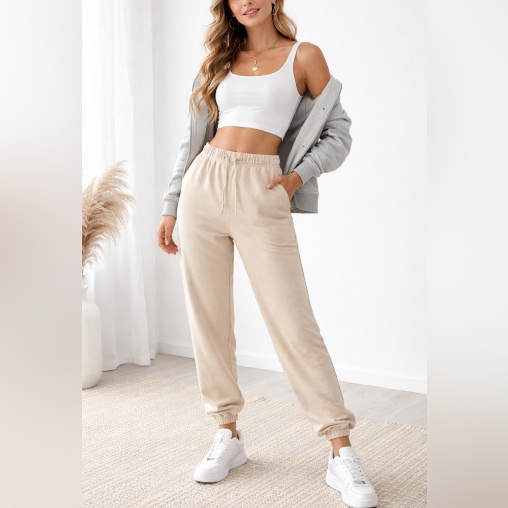 ✨‎ Aeropostale Beige Cozy Jogger Sweatpants Athleisure Lounge Size L ✨